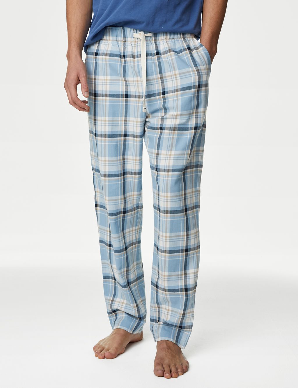 Pure Cotton Checked Loungewear Bottoms 4 of 5