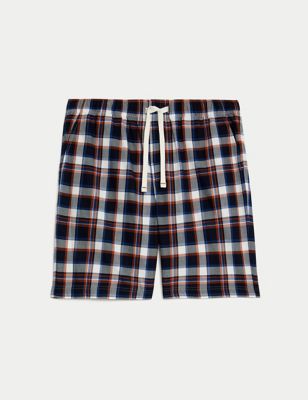 Pure Cotton Checked Loungewear Shorts Image 2 of 5