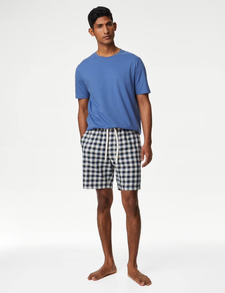 Pure Cotton Checked Loungewear Shorts 3 of 5