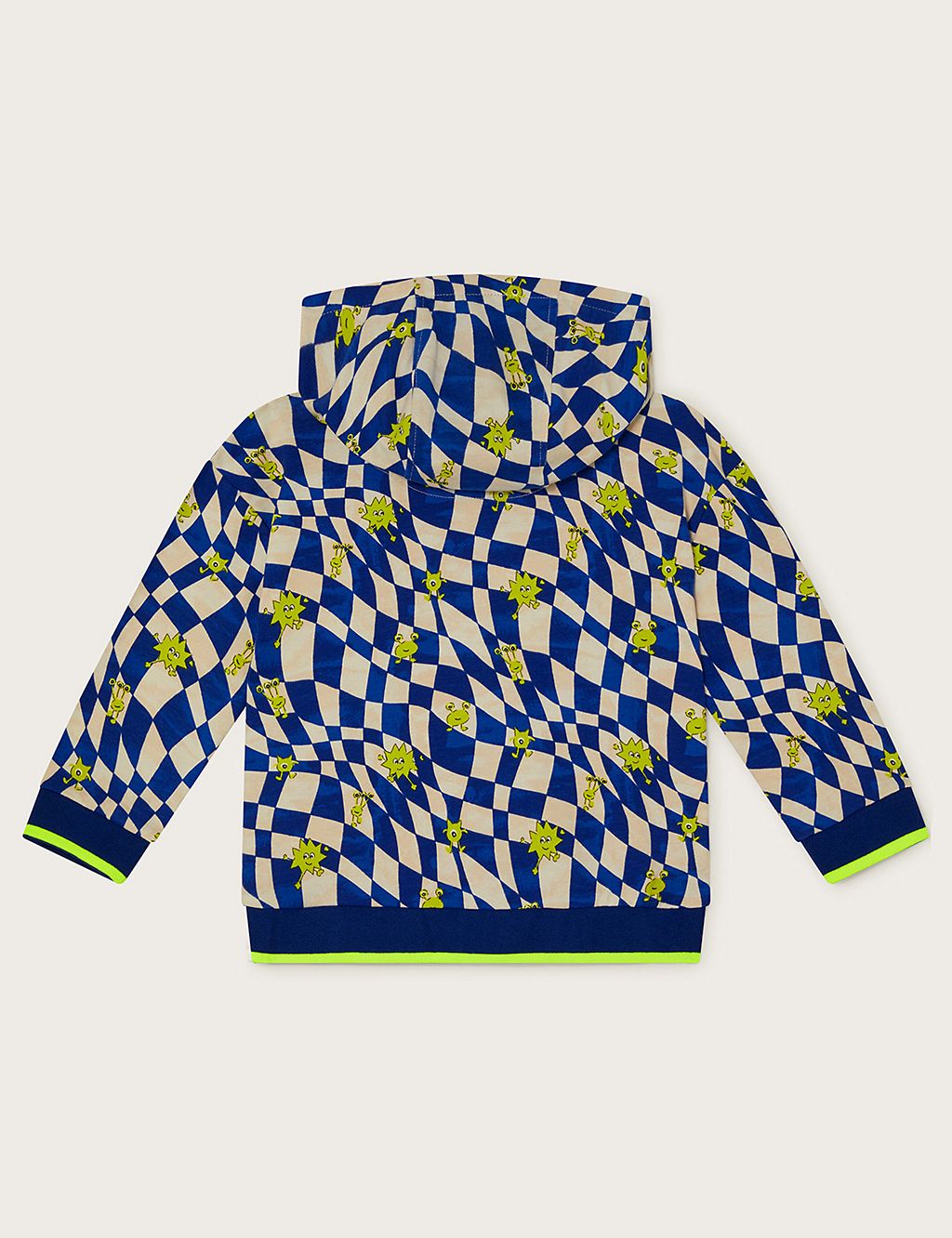 Pure Cotton Checked Monster Hoodie (3-13 Yrs) 2 of 4