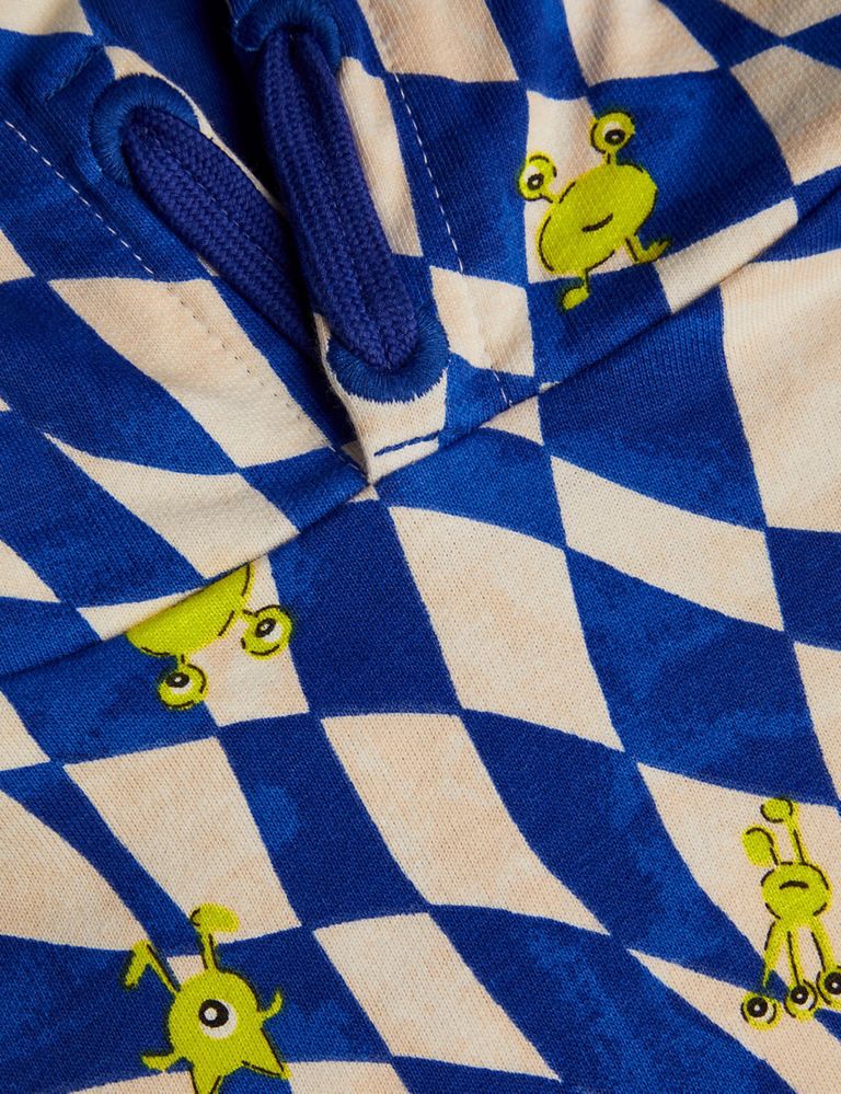 Pure Cotton Checked Monster Hoodie (3-13 Yrs) 4 of 4