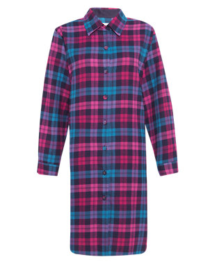 Pure Cotton Checked Nightshirt Image 2 of 5