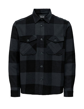 Pure Cotton Checked Overshirt Image 2 of 7
