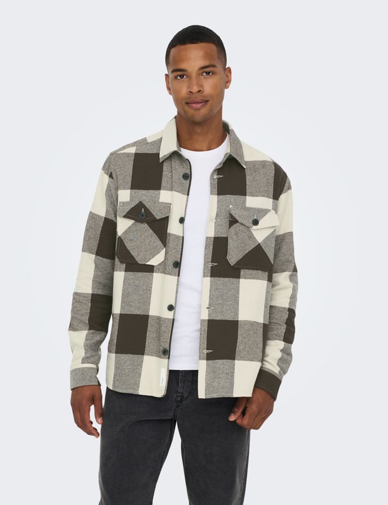 Pure Cotton Checked Overshirt 1 of 7