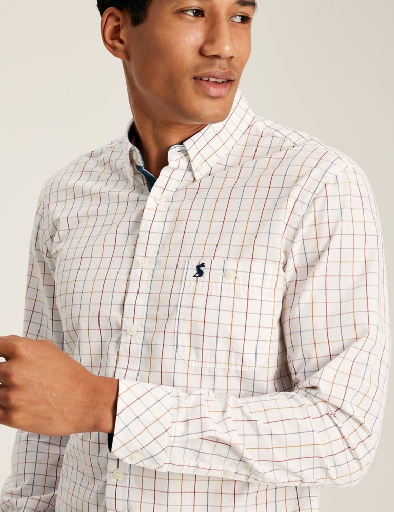 Pure Cotton Checked Oxford Shirt 5 of 6