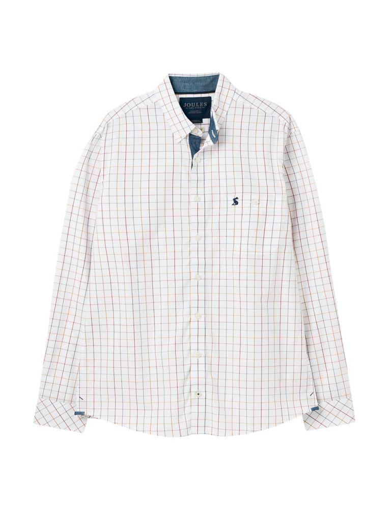 Pure Cotton Checked Oxford Shirt 2 of 6