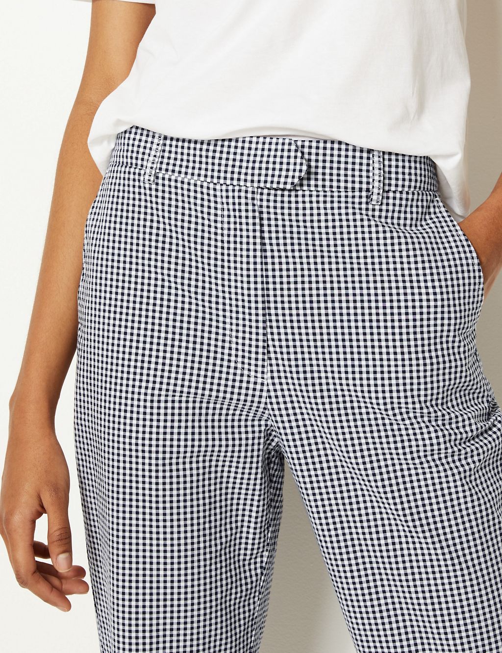 Pure Cotton Checked Peg Trousers 4 of 5