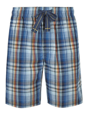 Pure Cotton Checked Poplin Pyjama Shorts Image 2 of 3