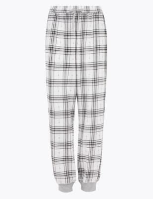 checked cuffed pyjama bottoms