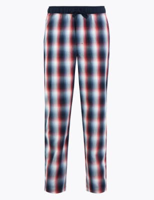 checked cuffed pyjama bottoms