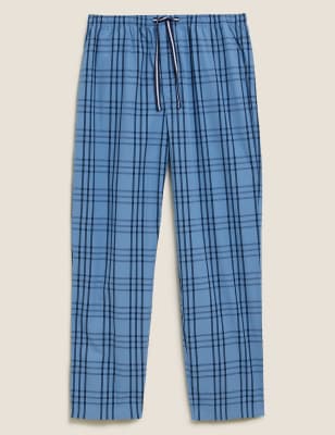 checked cuffed pyjama bottoms
