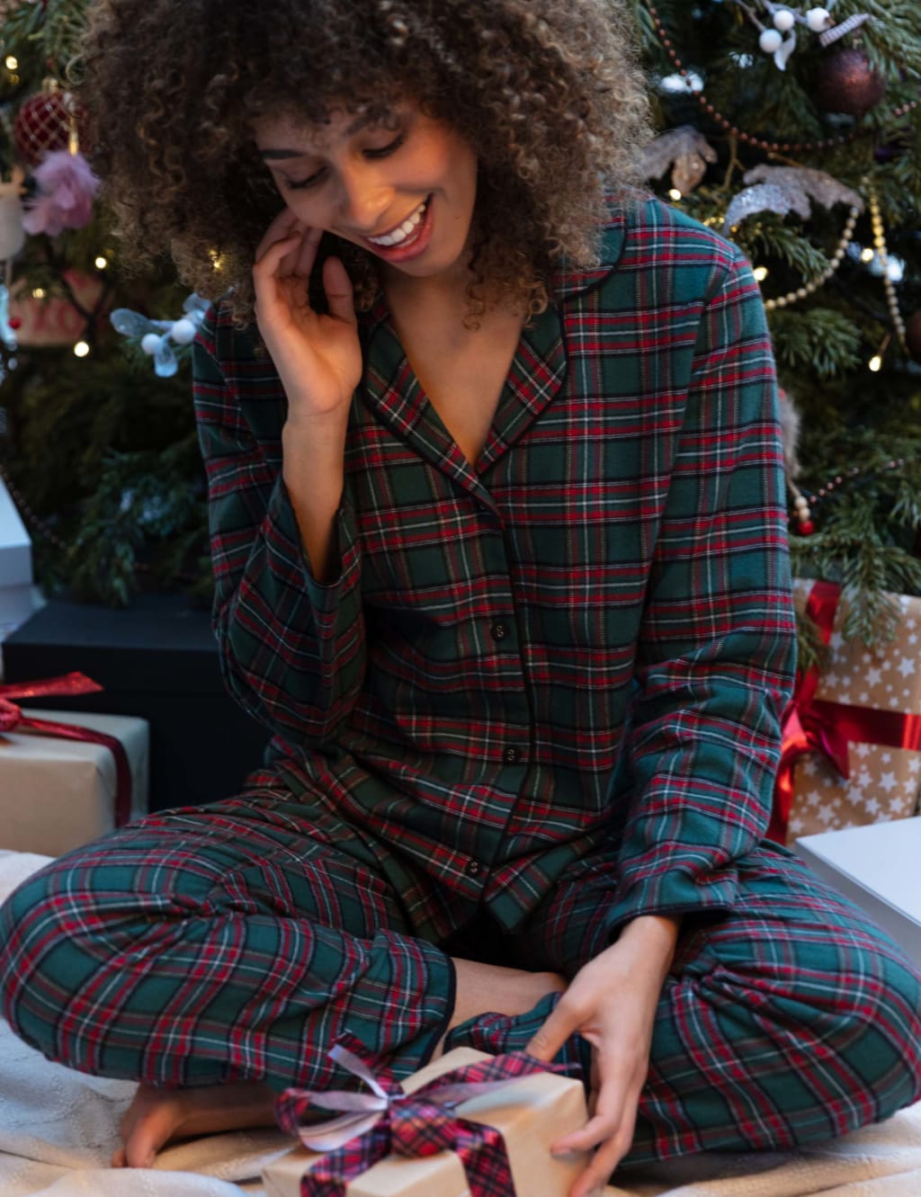 Pure Cotton Checked Pyjama Bottoms Cyberjammies M S