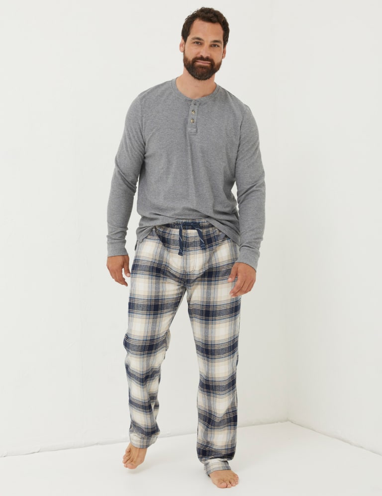 Pure Cotton Checked Pyjama Bottoms 1 of 3