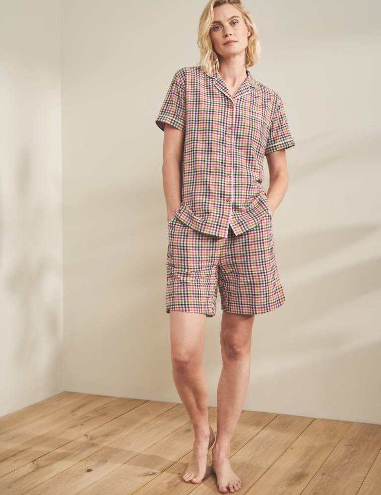 Pure Cotton Checked Pyjama Set 1 of 7