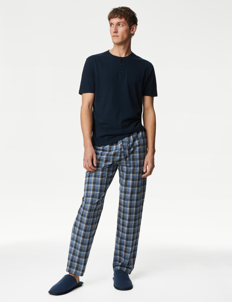 Pure Cotton Checked Pyjama Set 1 of 5