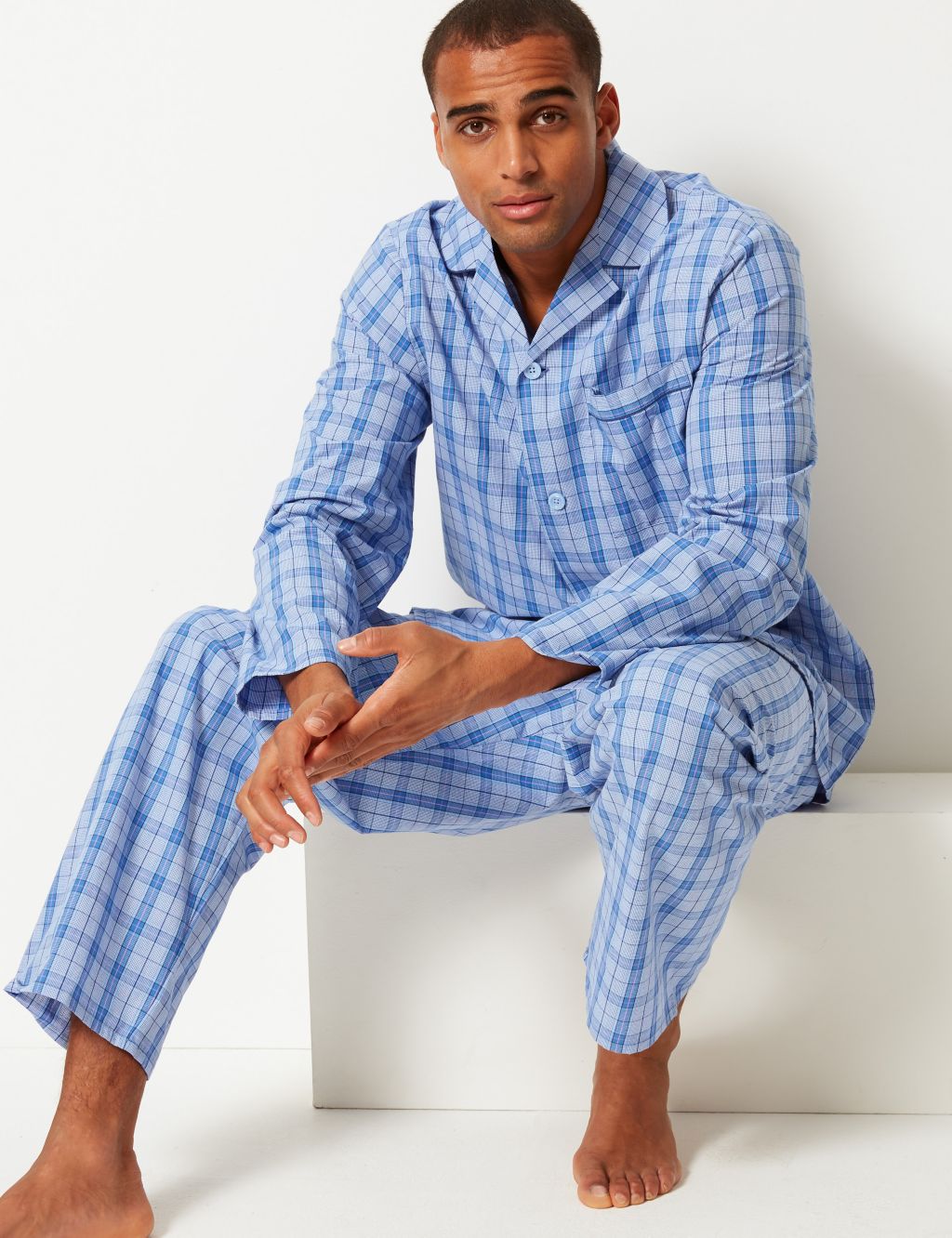 Pure Cotton Checked Pyjama Set 3 of 4