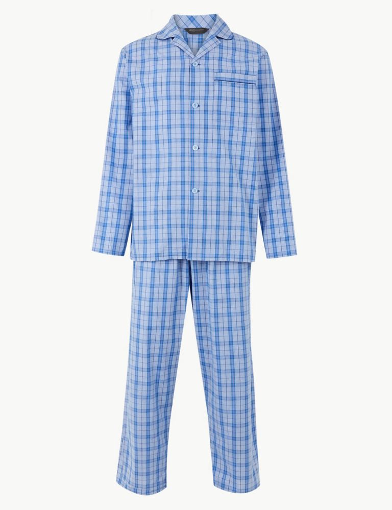 Pure Cotton Checked Pyjama Set 2 of 4