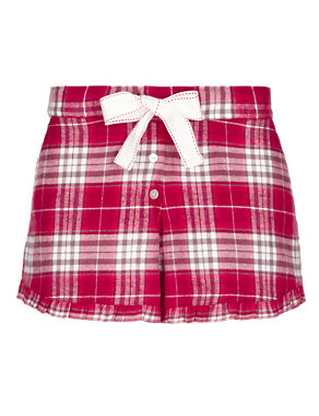 Pure Cotton Checked Pyjama Shorts Image 2 of 5