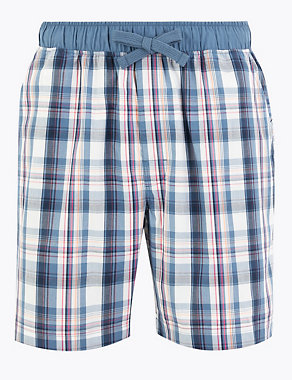 Pure Cotton Checked Pyjama Shorts Image 2 of 4