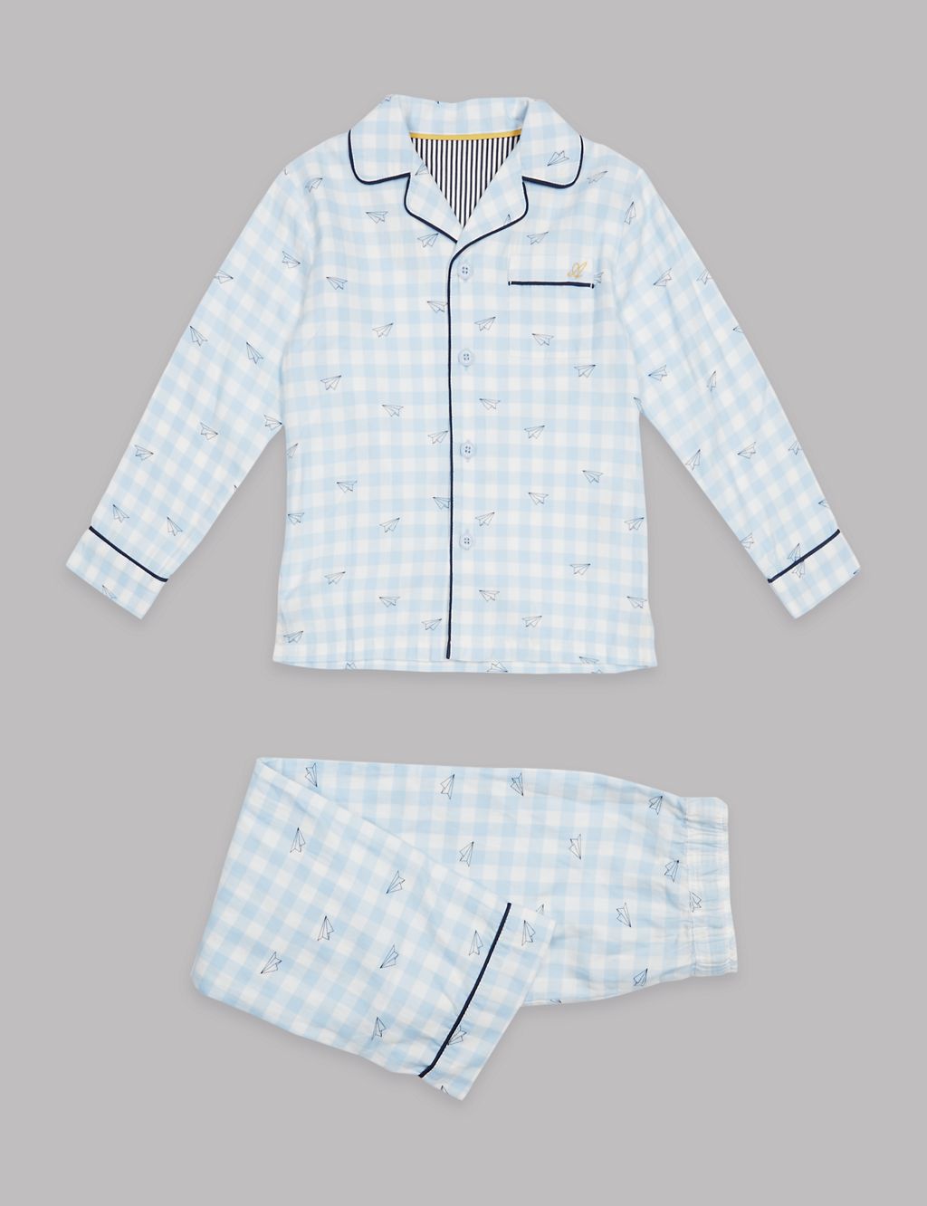 Pure Cotton Checked Pyjamas (1-16 Years) 1 of 6