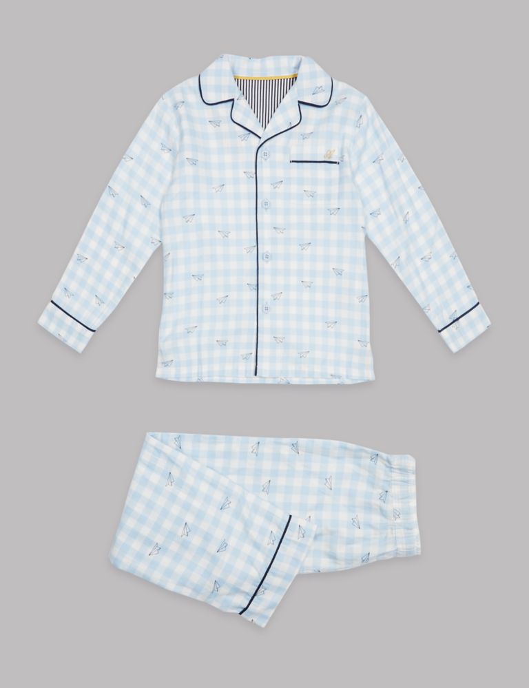 Pure Cotton Checked Pyjamas (1-16 Years) 2 of 6