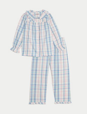 Pure Cotton Checked Pyjamas (1-8 Yrs) Image 2 of 5