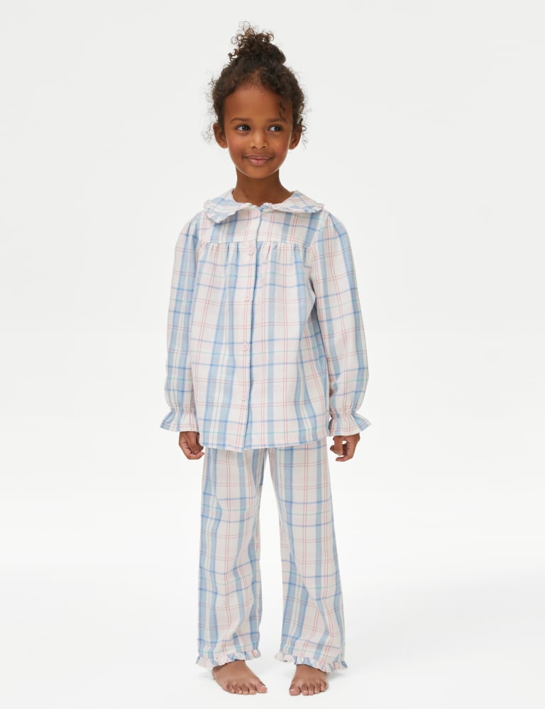 Pure Cotton Checked Pyjamas (1-8 Yrs) 1 of 5