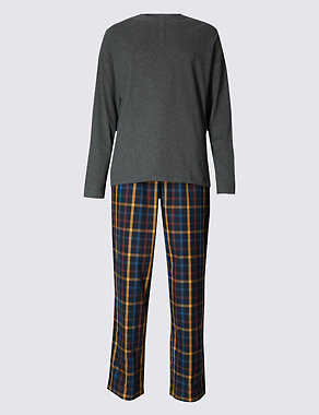Pure Cotton Checked Pyjamas with StaySoft™ Image 2 of 4