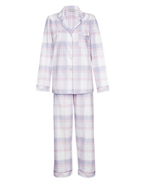 Pure Cotton Checked Revere Pyjamas with Cool Comfort™ Technology Image 2 of 6