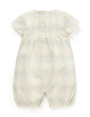 Pure Cotton Checked Romper with Bow Detail Image 2 of 3