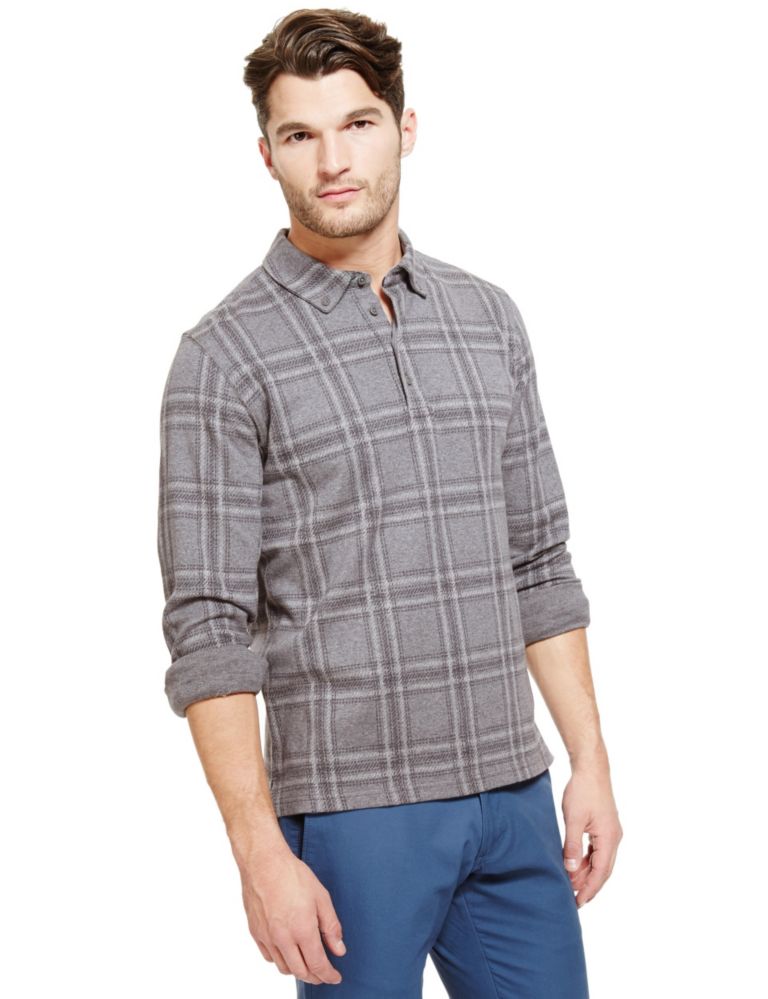 Pure Cotton Checked Rugby Top 1 of 6