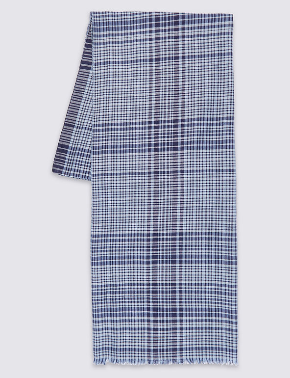Pure Cotton Checked Scarf Image 1 of 1