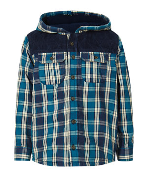 Pure Cotton Checked Shacket (1-7 Years) Image 2 of 4