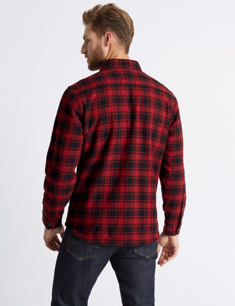Pure Cotton Checked Shacket with Pocket 4 of 6