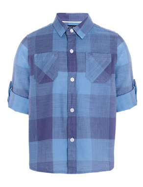 Pure Cotton Checked Shirt (1-7 Years) Image 2 of 4