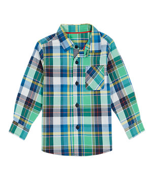 Pure Cotton Checked Shirt (1-7 Years) Image 2 of 3