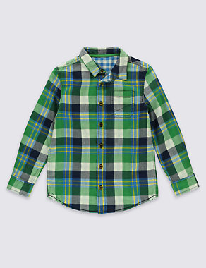 Pure Cotton Checked Shirt (3-14 Years) Image 2 of 3