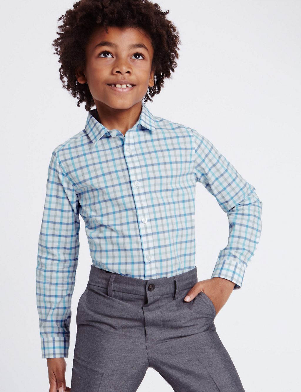 Pure Cotton Checked Shirt (3-14 Years) 3 of 6