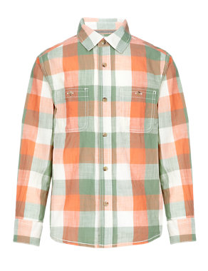 Pure Cotton Checked Shirt (5-14 Years) Image 2 of 3