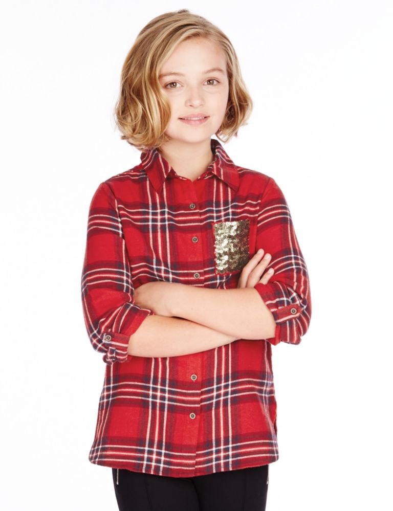 Pure Cotton Checked Shirt (5-14 Years) 1 of 3