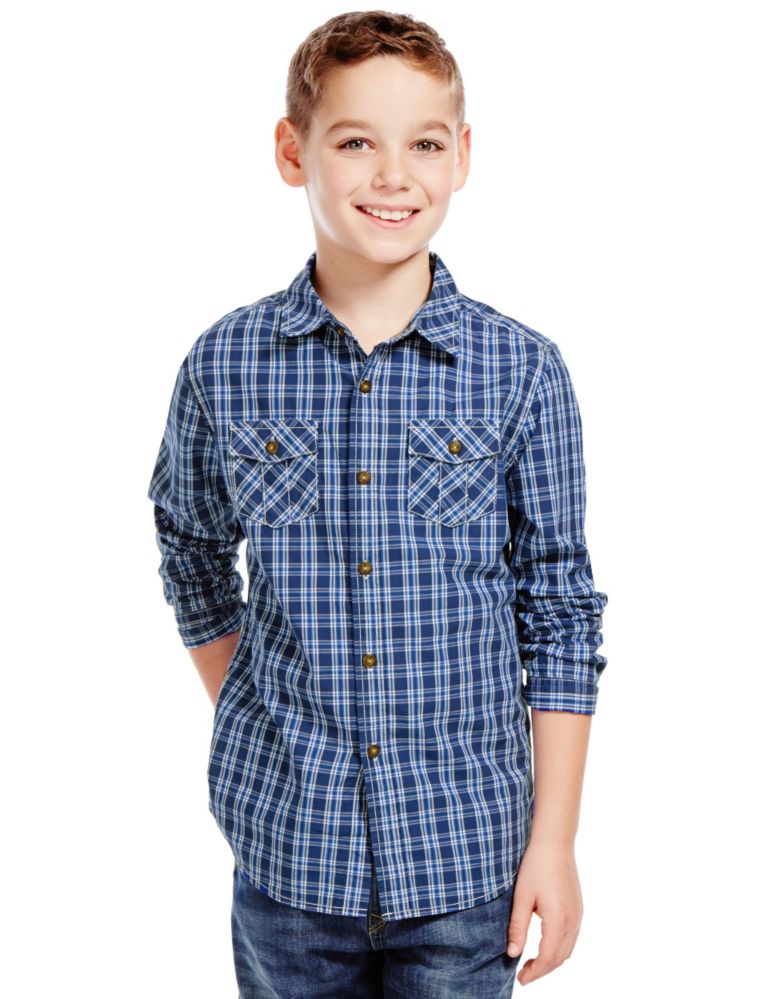Pure Cotton Checked Shirt (5-14 Years) 1 of 3
