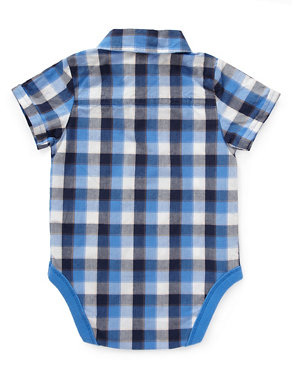 Pure Cotton Checked Shirt Bodysuit Image 2 of 3
