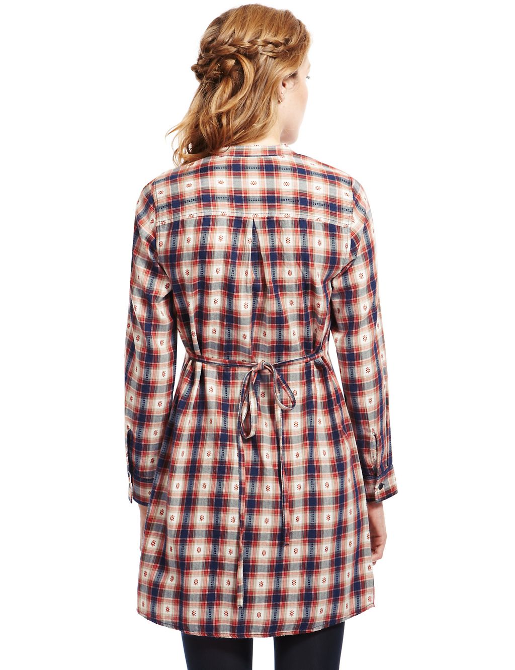 Pure Cotton Checked Shirt Dress 4 of 5