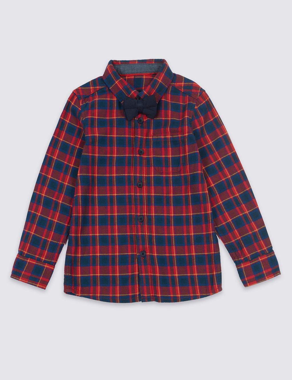 Pure Cotton Checked Shirt with Bow Tie (3 Months - 6 Years) 1 of 6