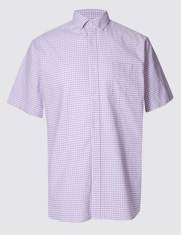 Pure Cotton Checked Shirt with Pocket Image 1 of 2