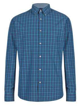 Pure Cotton Checked Shirt with Pocket Image 2 of 5