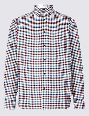 Pure Cotton Checked Shirt with Pocket Image 2 of 5