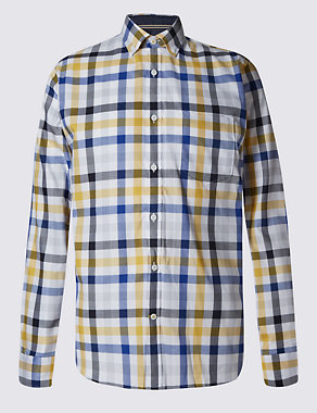 Pure Cotton Checked Shirt with Pocket Image 2 of 4