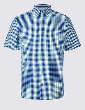 Pure Cotton Checked Shirt with Pocket Image 2 of 3