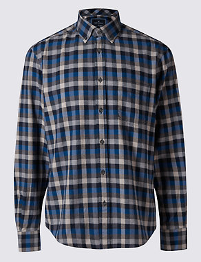 Pure Cotton Checked Shirt with Pocket Image 2 of 4